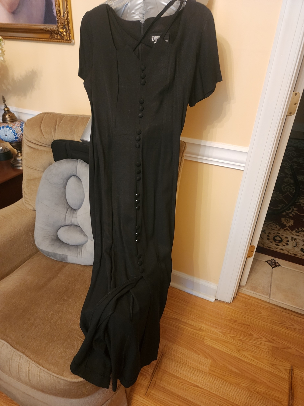 Dynamite Black Short-Sleeve Button-Front Maxi Dress